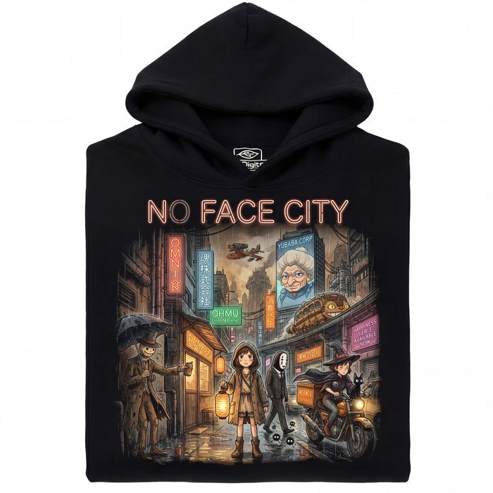 No Face City - Vista principal Hoodie Negro