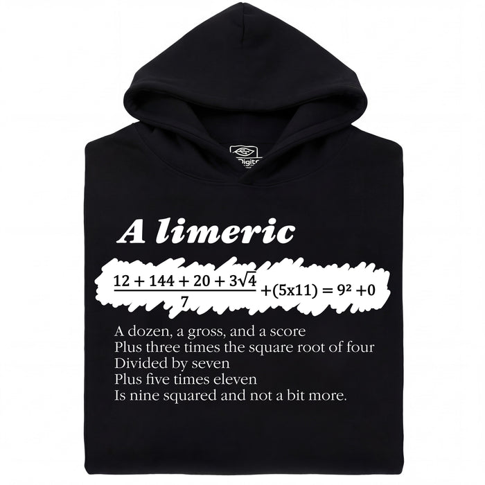 A Limerick - Wiskundig gedicht met vergelijking - Hoofdweergave Hoodie Zwart