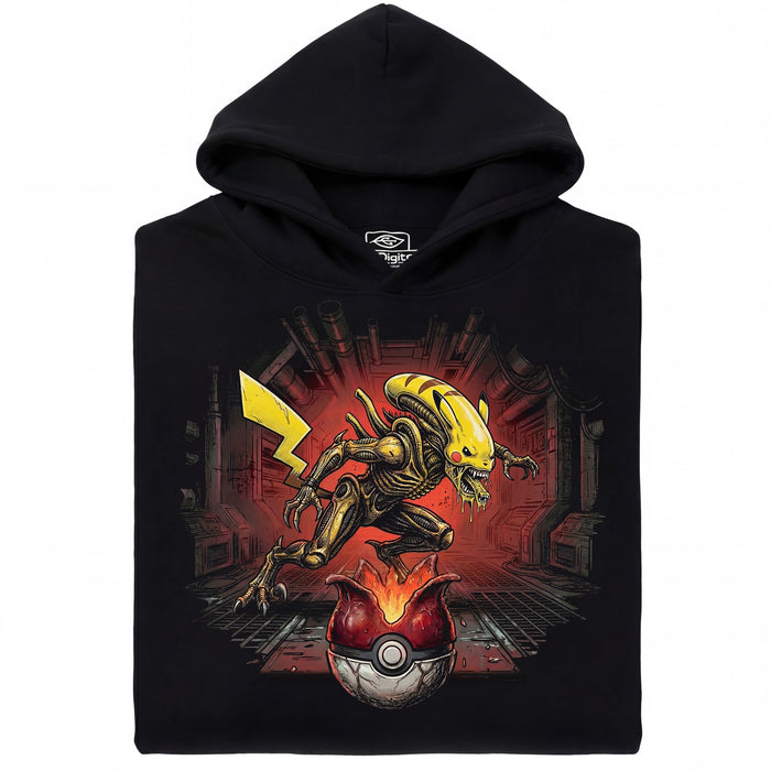 ¡Apareció un Xenomorfo Salvaje! - Vista principal Sudadera Negra