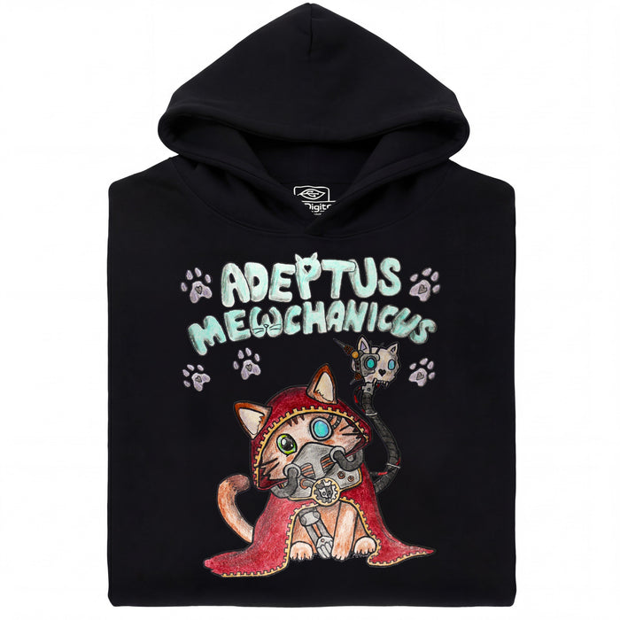 Adeptus Meowchanicus - Vista frontal Hoodie Negro