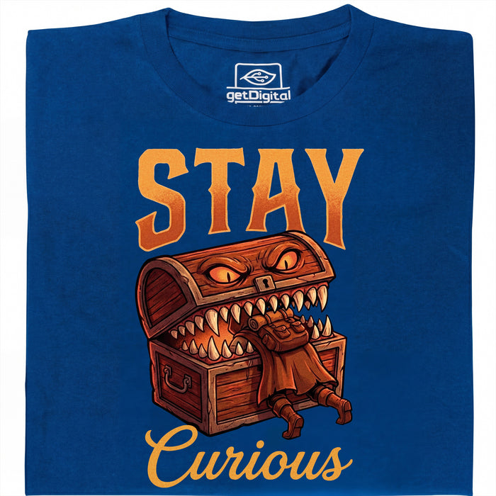 Stay Curious - Vista frontal Camiseta Azul
