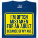 Mistaken For An Adult - Vista principal Camiseta Azul