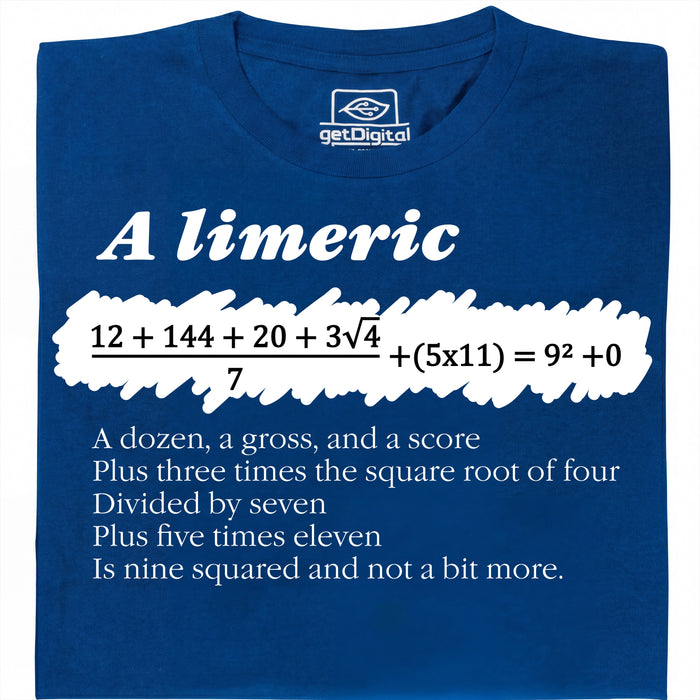A Limerick - Wiskundig gedicht met vergelijking - Hoofdweergave T-shirt Blauw