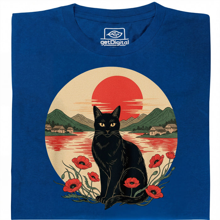 Sunset Cat  - Vista principale T-Shirt Blu