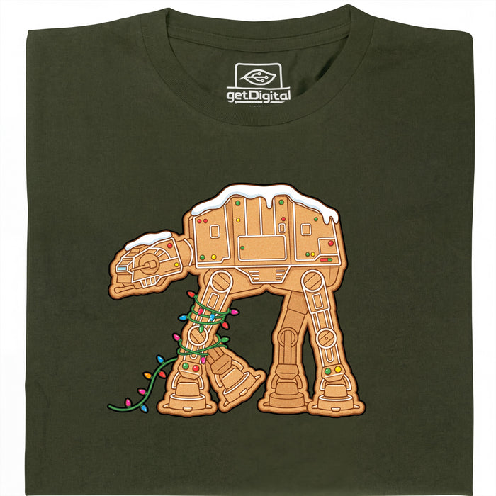 Biscotto Inciampante - Camminatore Panpepato in Ghirlanda - Vista Principale T-Shirt Verde Scuro