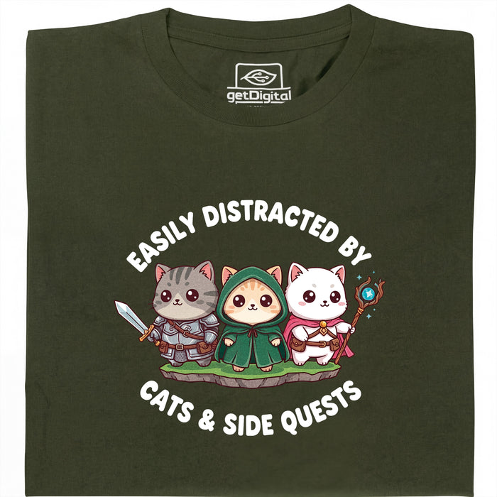 Cats &amp; Sidequests - Vista principal Camiseta Verde Oscuro