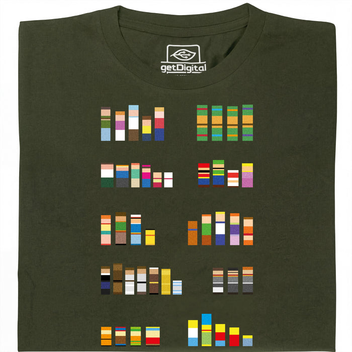 Pixel Legends of TV - Vista principale T-Shirt Verde Scuro