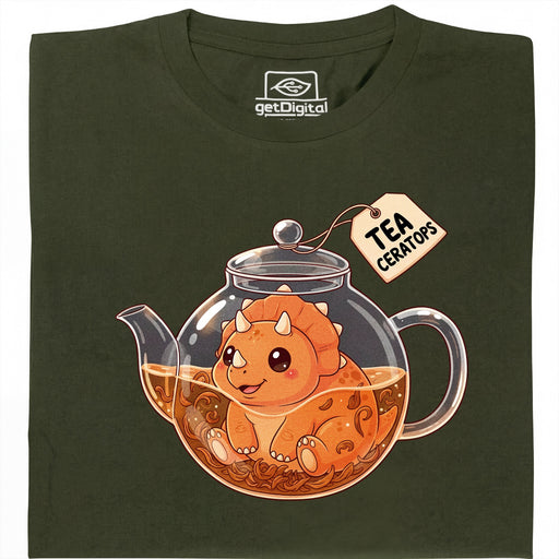 Tea-Ceratops - Hauptansicht T-Shirt Dunkelgrün