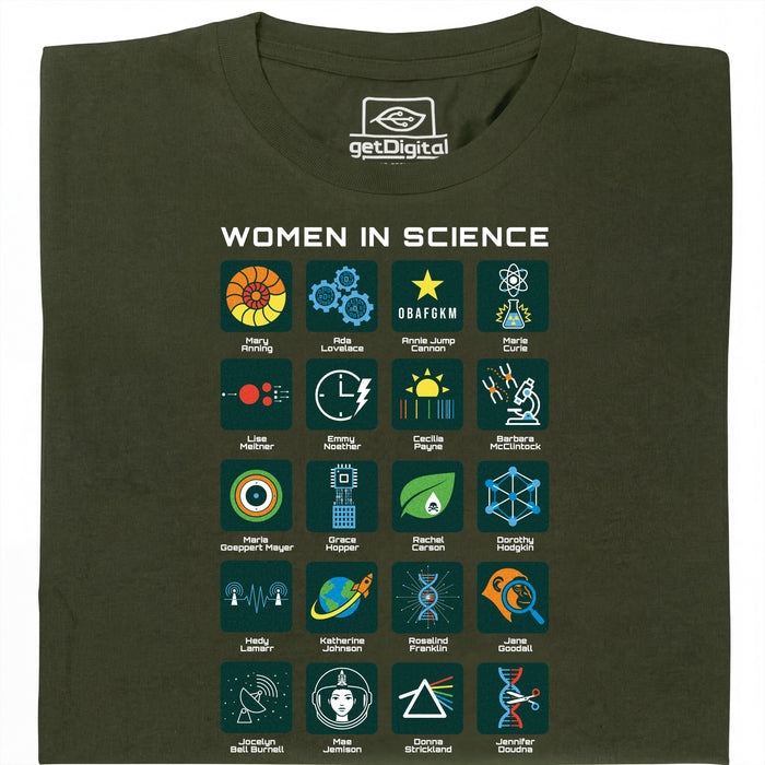Women in Science - 20 Pioneers of Science - Main view T-Shirt Dark Green