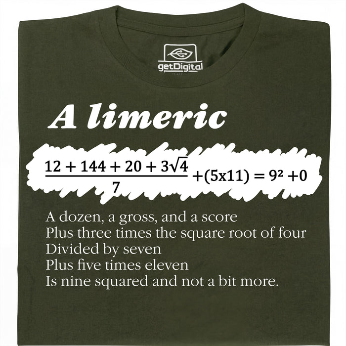 A Limerick - Wiskundig gedicht met vergelijking - Hoofdweergave T-shirt Donkergroen