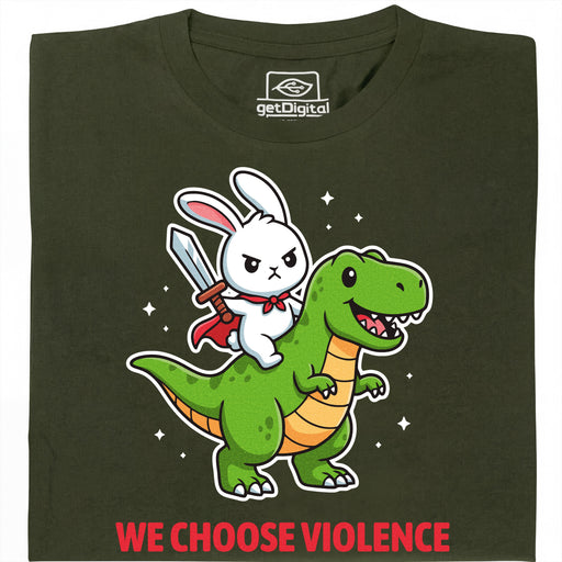 We Choose Violence - Vista principale T-Shirt Verde Scuro
