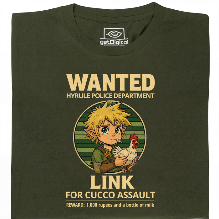 Wanted for Cucco Assault - Vista Principale T-Shirt Verde Scuro