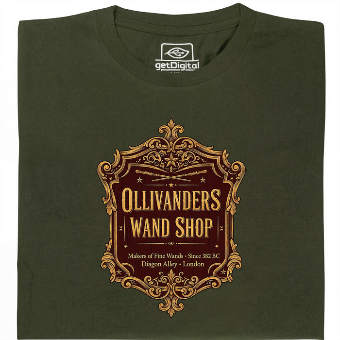 Ollivanders Wand Shop - Hoofdaanzicht T-shirt Donkergroen