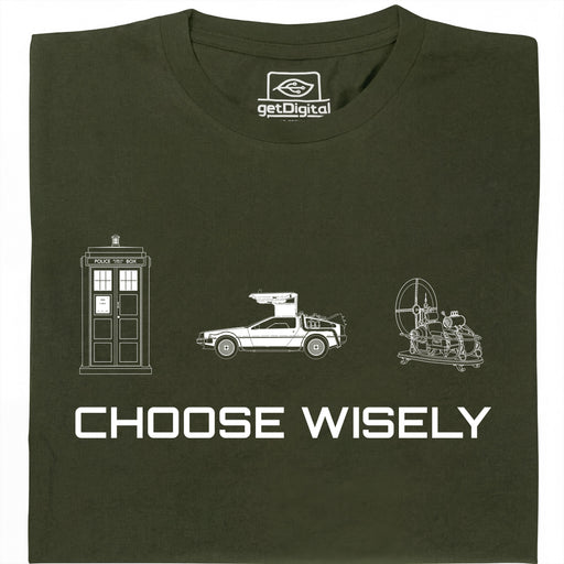 Choose Your Time Machine - Hauptansicht T-Shirt Dunkelgrün