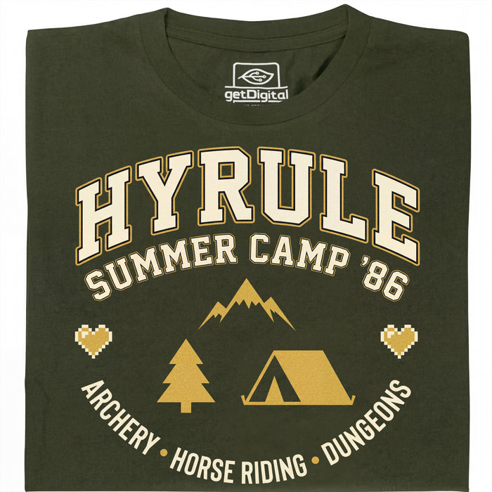 Hyrule Summer Camp - Vista frontale T-shirt Verde Scuro