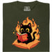 Chat Noir Lisant "Evil Plans" - Plans Maléfiques avec Style - Vue Principale T-Shirt Vert Foncé