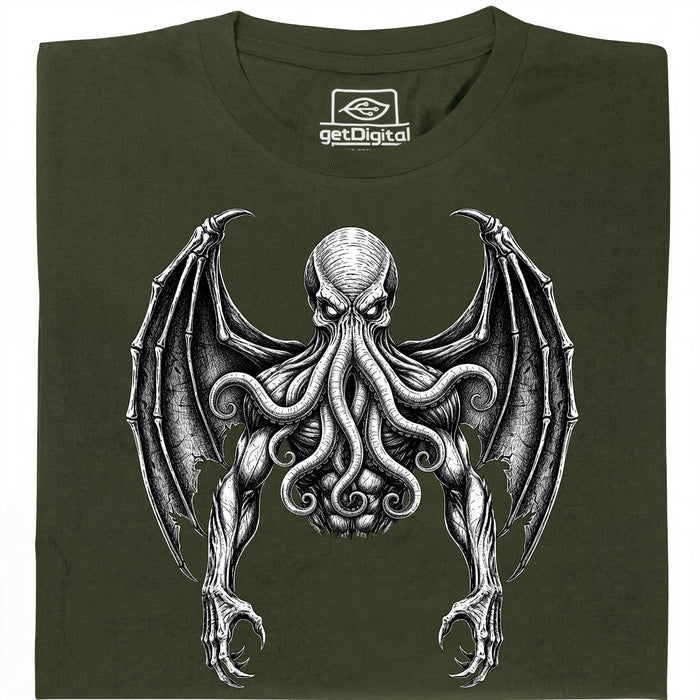 Cthulhu - De Grote Oude - Hoofdweergave T-shirt Donkergroen