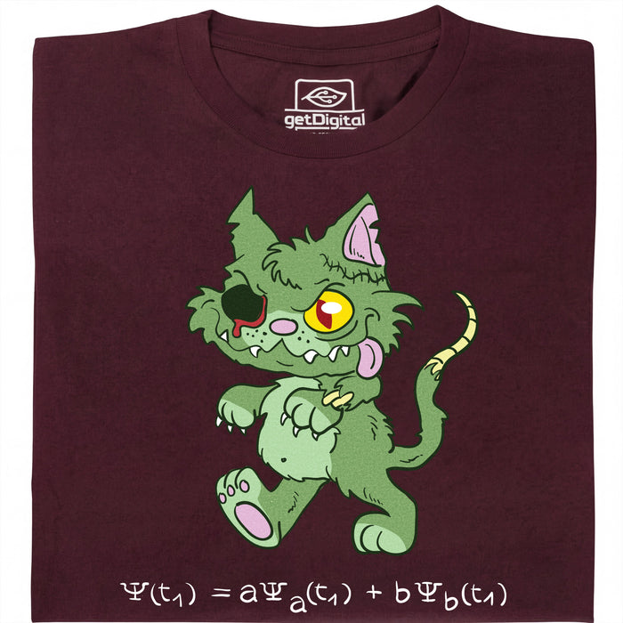 Schrödinger's Kat - Zombie-Editie - Hoofdweergave T-Shirt Donkerrood