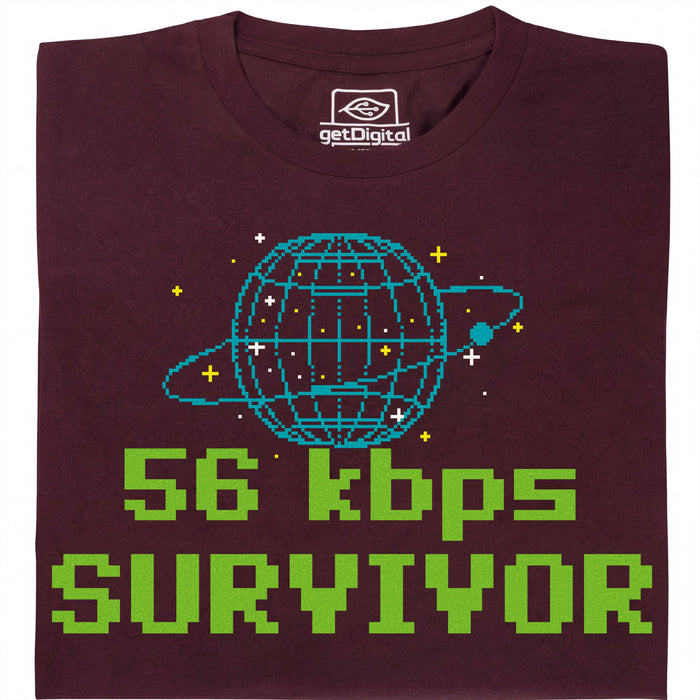 56kbps Survivor - Main view T-shirt Dark Red