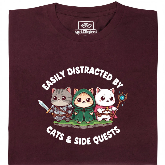 Cats &amp; Sidequests - Vista principal Camiseta Rojo Oscuro