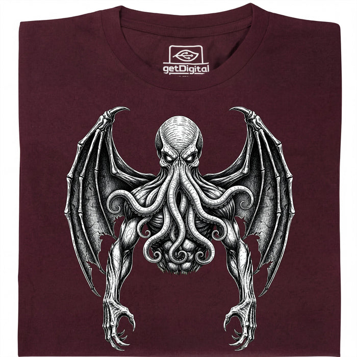 Cthulhu - De Grote Oude - Hoofdweergave T-shirt Donkerrood