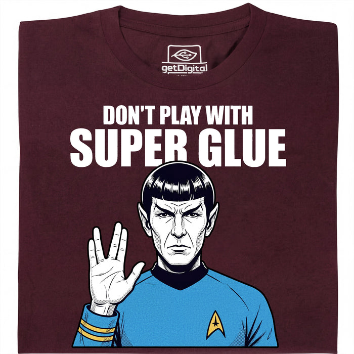 Don't Play With Super Glue - Vooraanzicht T-Shirt Donkerrood
