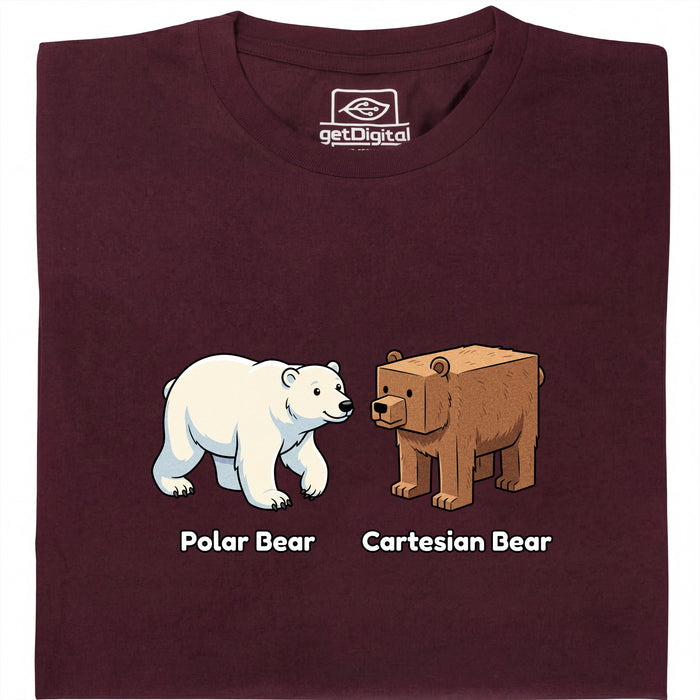 Cartesian Bear - Vista principale T-Shirt Rosso Scuro