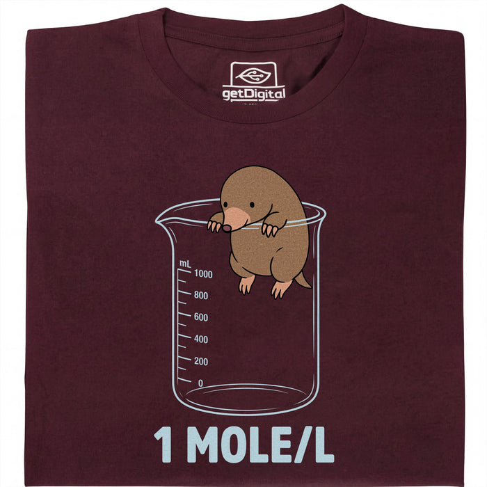 One Mole per Liter - Vista principal Camiseta Rojo Oscuro