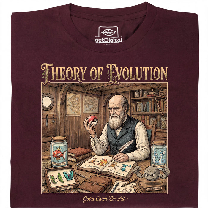 Theory of Evolution - Vista principal Camiseta Rojo Oscuro