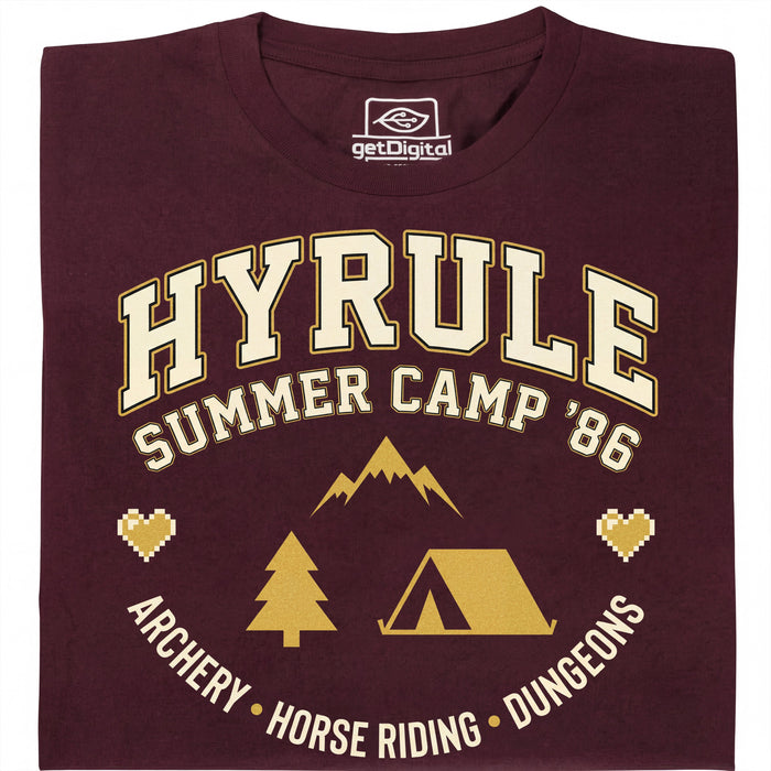 Hyrule Summer Camp - Vista frontale T-shirt Rosso Scuro