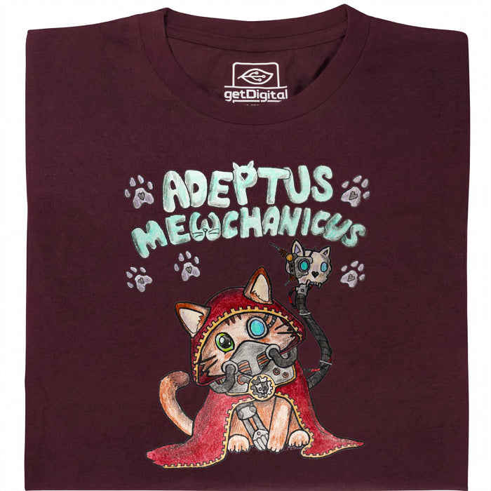 Adeptus Meowchanicus - Vista frontal Camiseta Rojo Oscuro
