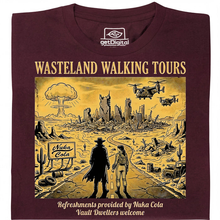 Wasteland Walking Tours - Vue principale T-Shirt Rouge Foncé
