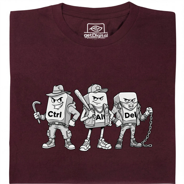 Ctrl Alt Del - Le Gang le Plus Dur du Clavier - Vue Principale T-Shirt Rouge Foncé