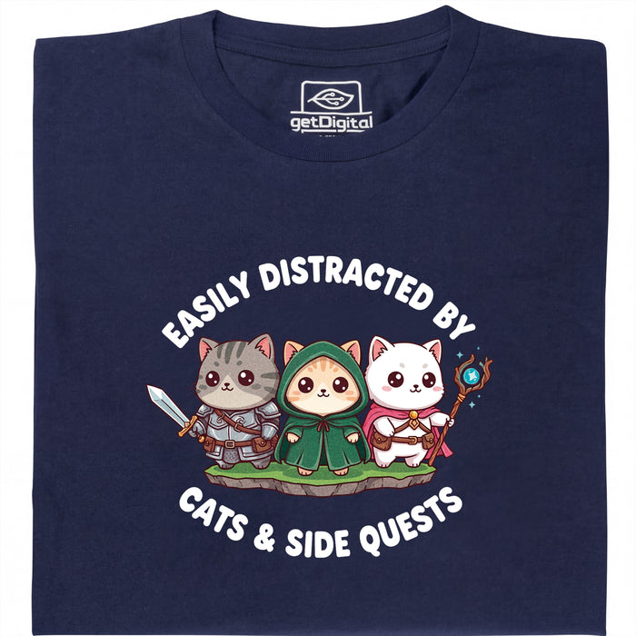 Cats &amp; Sidequests - Vista principal Camiseta Azul Marino