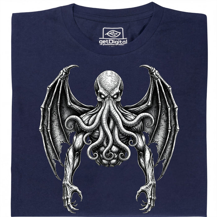 Cthulhu - De Grote Oude - Hoofdweergave T-shirt Marineblauw