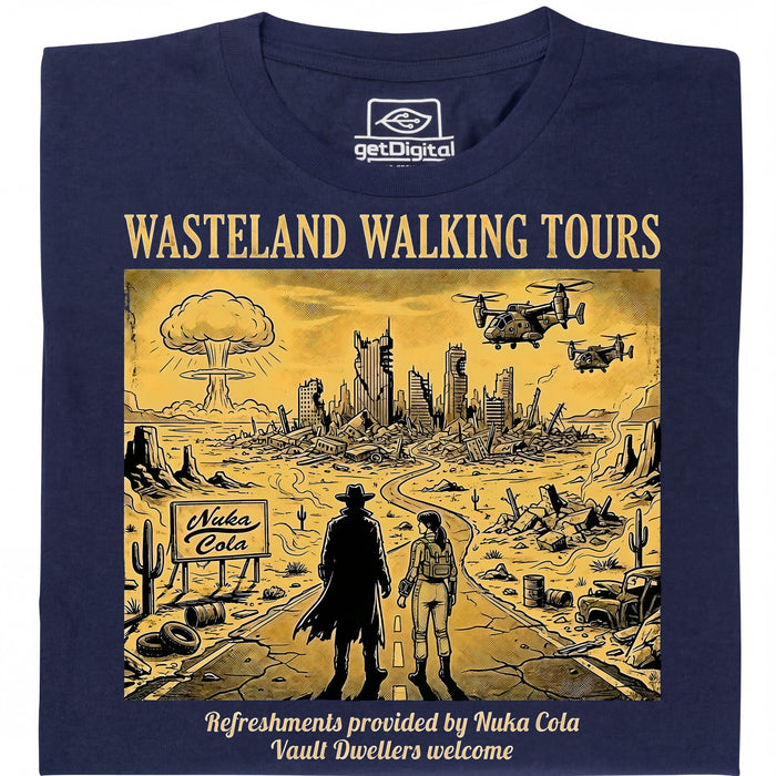 Wasteland Walking Tours - Vue principale T-Shirt Bleu Marine