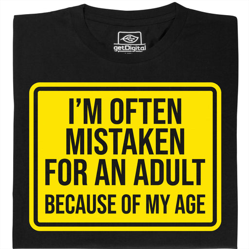 Mistaken For An Adult - Vista principal Camiseta Negro
