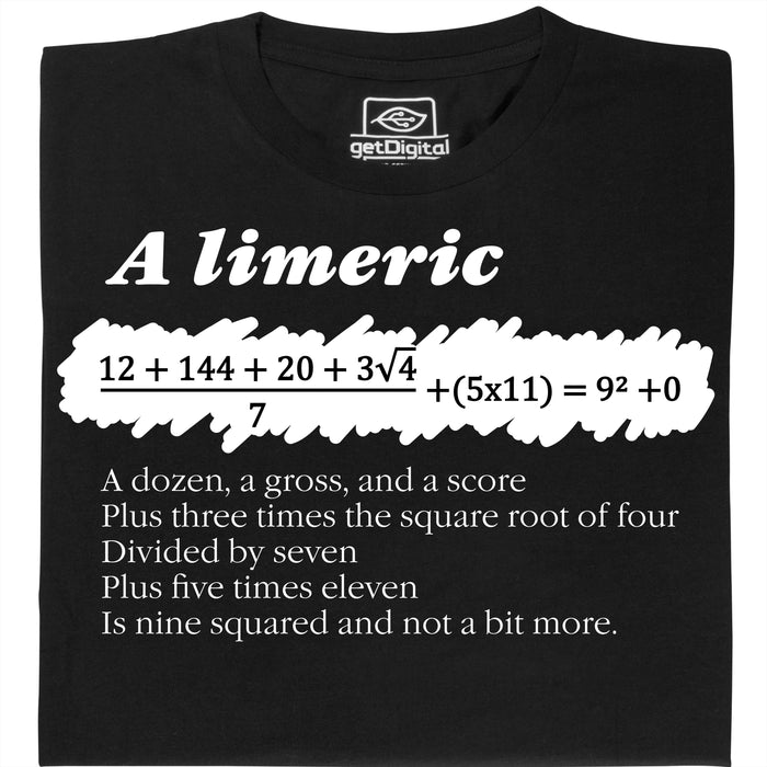 A Limerick - Wiskundig gedicht met vergelijking - Hoofdweergave T-shirt Zwart