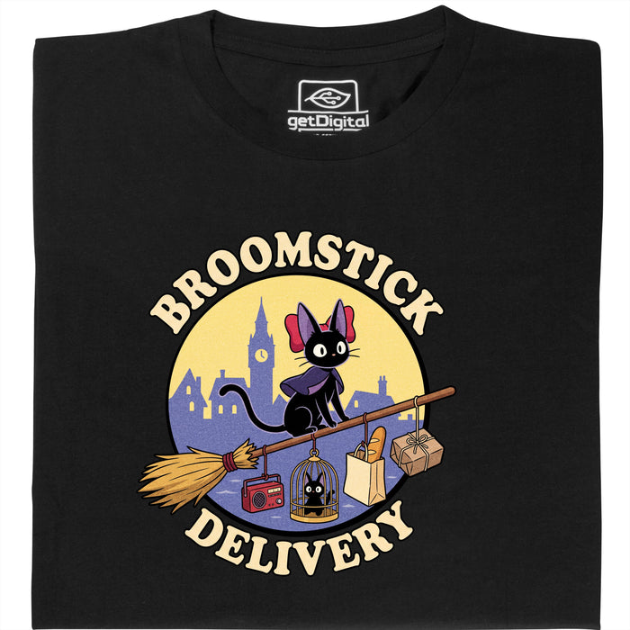 Broomstick Delivery - The Cat Takes Over the Delivery Service - Main view T-Shirt Black