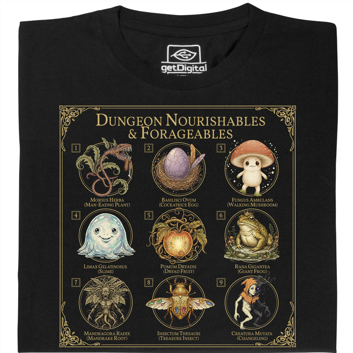 Dungeon Nourishables - Vista principal Camiseta Negro