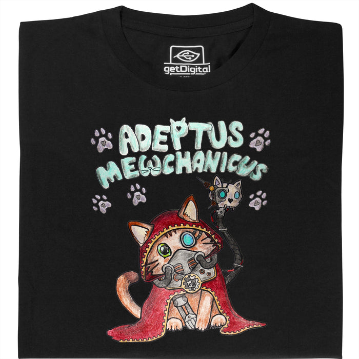 Adeptus Meowchanicus - Hauptansicht T-Shirt Schwarz