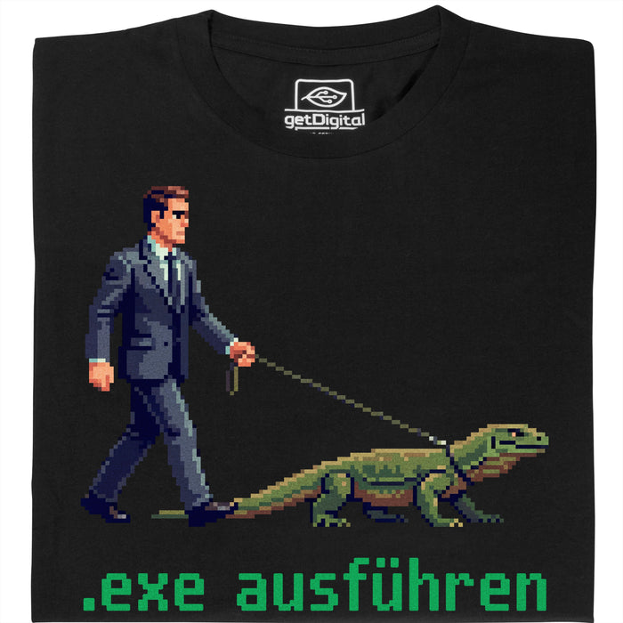 Voer .exe uit - Vooraanzicht T-Shirt Zwart