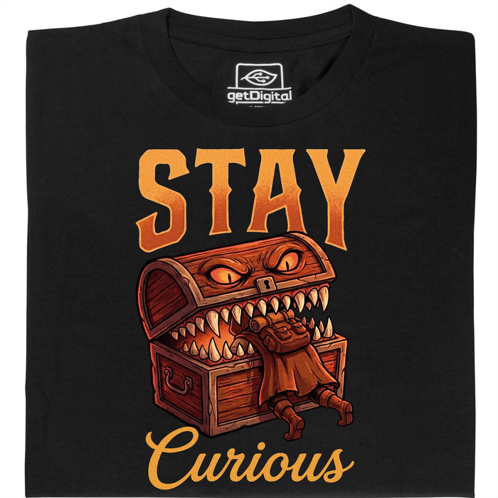Stay Curious - Vista frontal Camiseta Negro