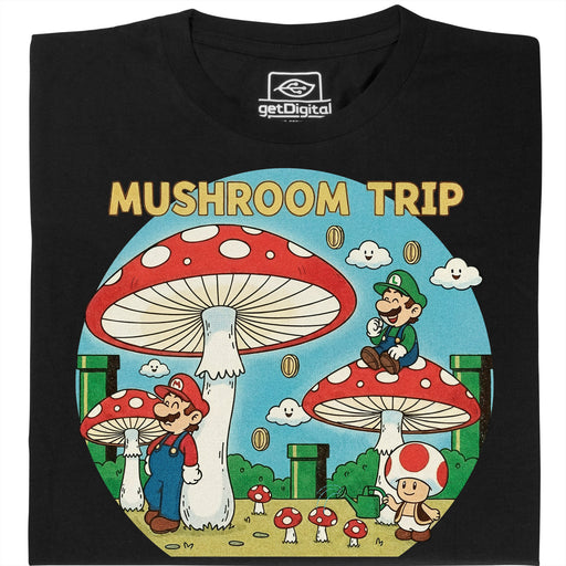 Mushroom Trip - Vista frontal Camiseta Negro