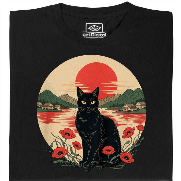 Sunset Cat  - Hauptansicht T-Shirt Schwarz