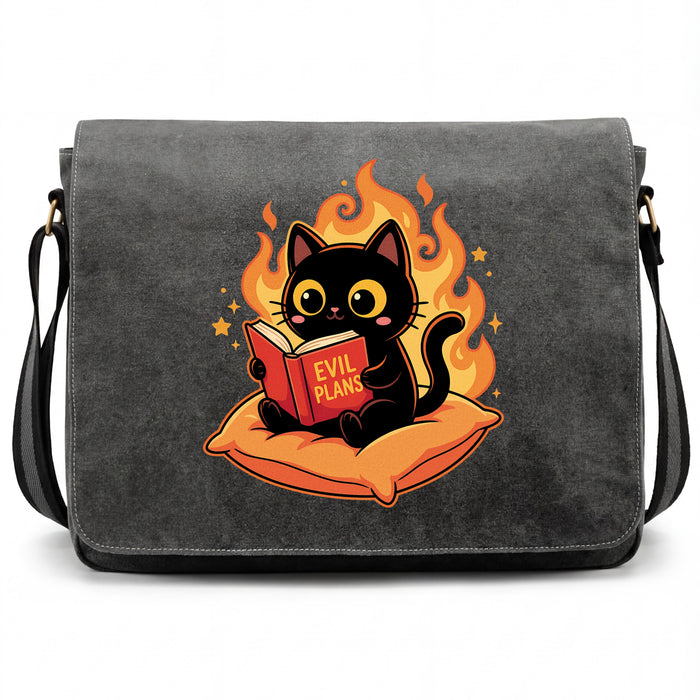 Chat Noir Lisant "Evil Plans" - Plans Maléfiques avec Style - Vue Principale Sac