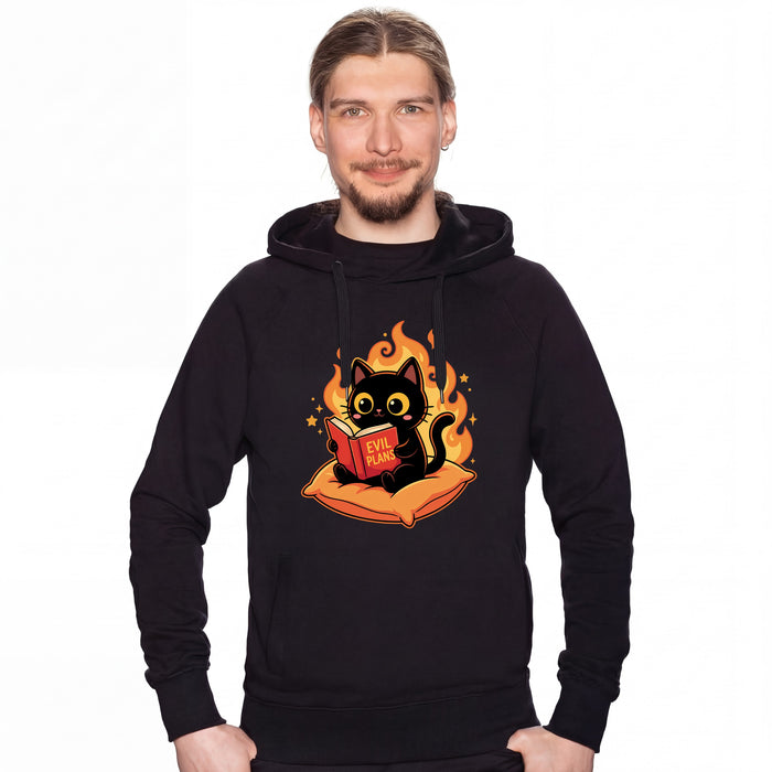 Chat Noir Lisant "Evil Plans" - Plans Maléfiques avec Style - Sweatshirt Homme David