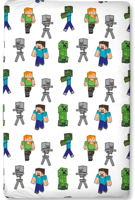 Minecraft Spannbetttuch mit Steve, Alex und Creeper