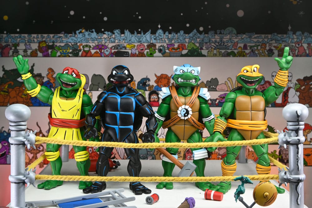 Teenage Mutant Ninja Turtles Stump Wrestling Pack de 4 Figurines Articulées (Archie Comics)