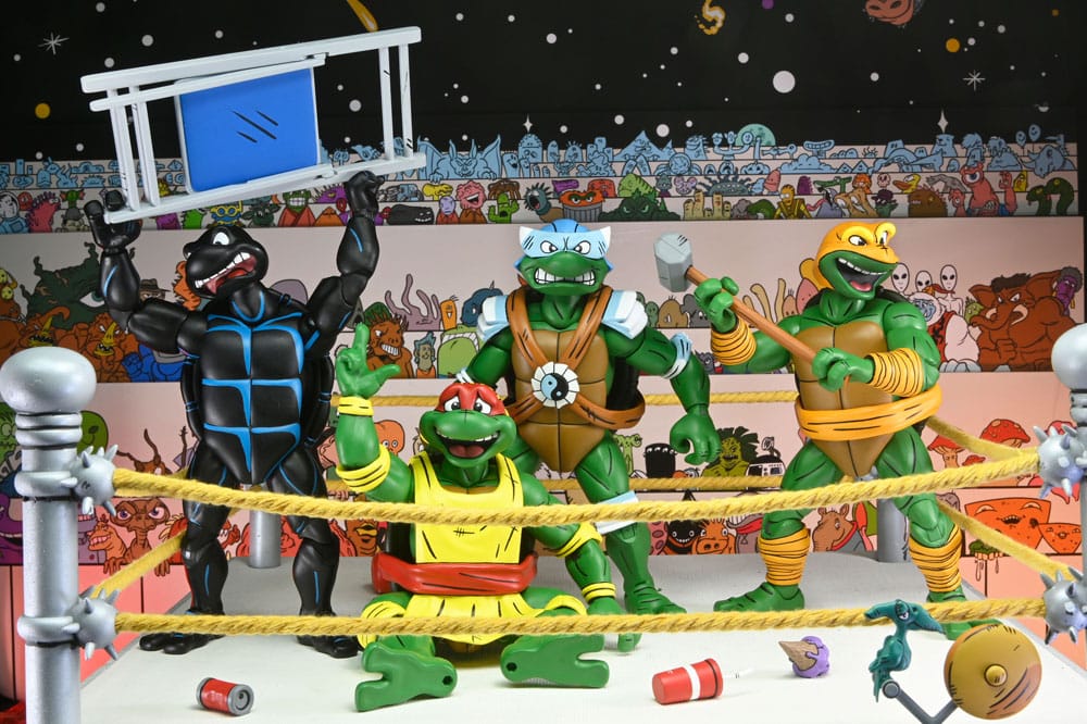 Teenage Mutant Ninja Turtles Stump Wrestling Pack de 4 Figurines Articulées (Archie Comics)